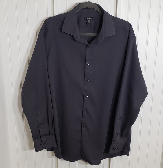 Claiborne Other - Claiborne Dress Shirt Wrinkle Free Fitted Long Sleeve Charcoal 17 1/2 XL